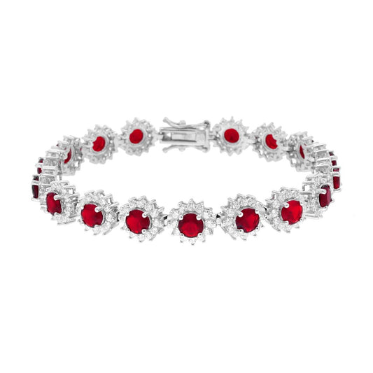 Bracciale kate zirconi rosso rubino - argento 925