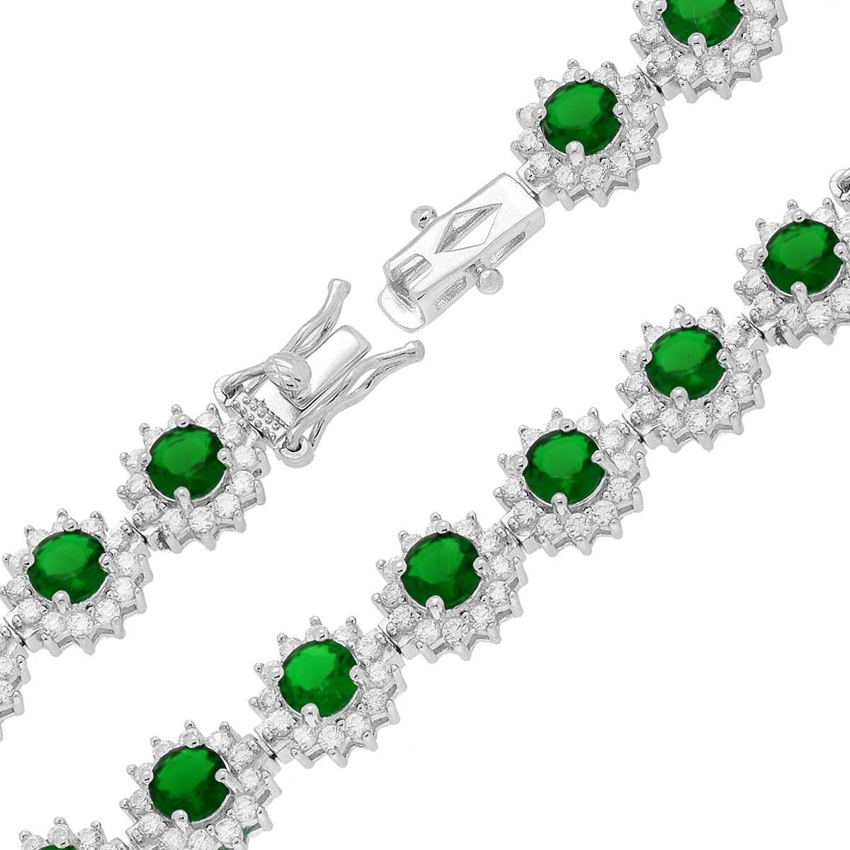 Bracciale kate zirconi verde smeraldo - argento 925