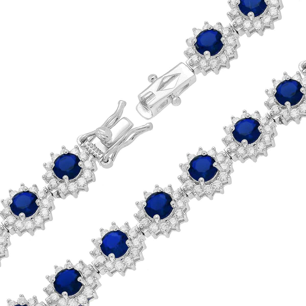 Bracciale kate zirconi blu zaffiro  - argento 925