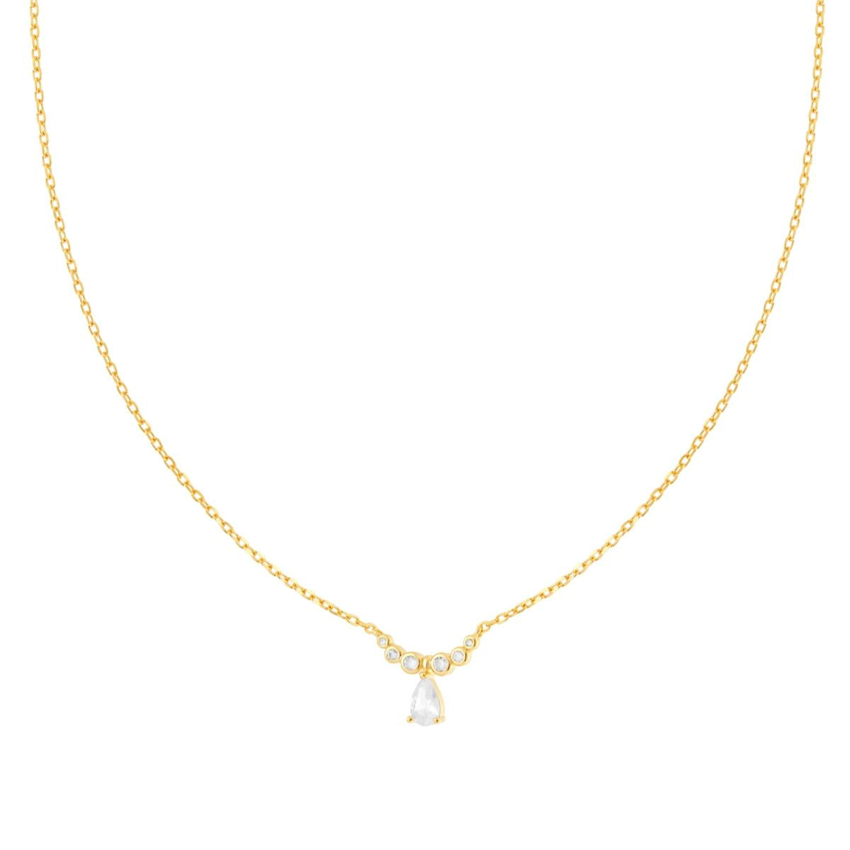 Collana punto luce a goccia con zirconi bianchi  - argento 925 gold