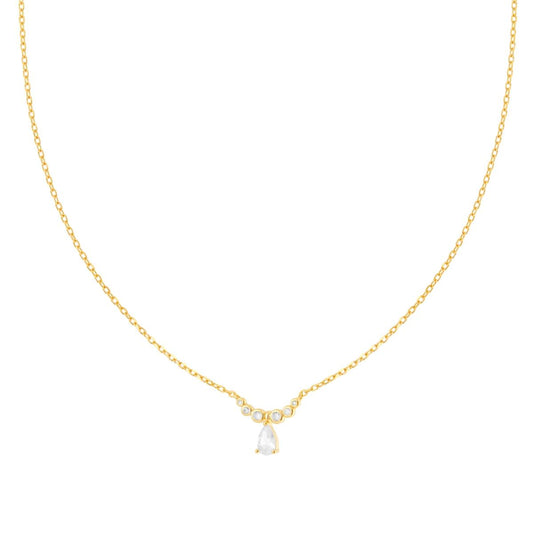 Collana punto luce a goccia con zirconi bianchi  - argento 925 gold