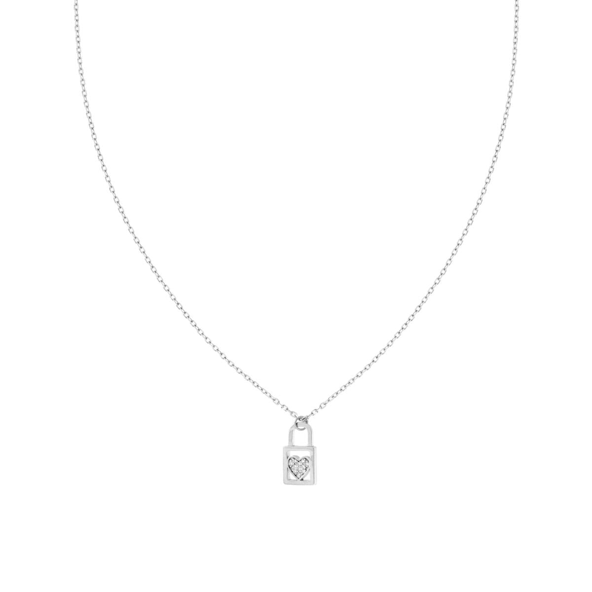 Collana con lucchetto zirconato - argento 925