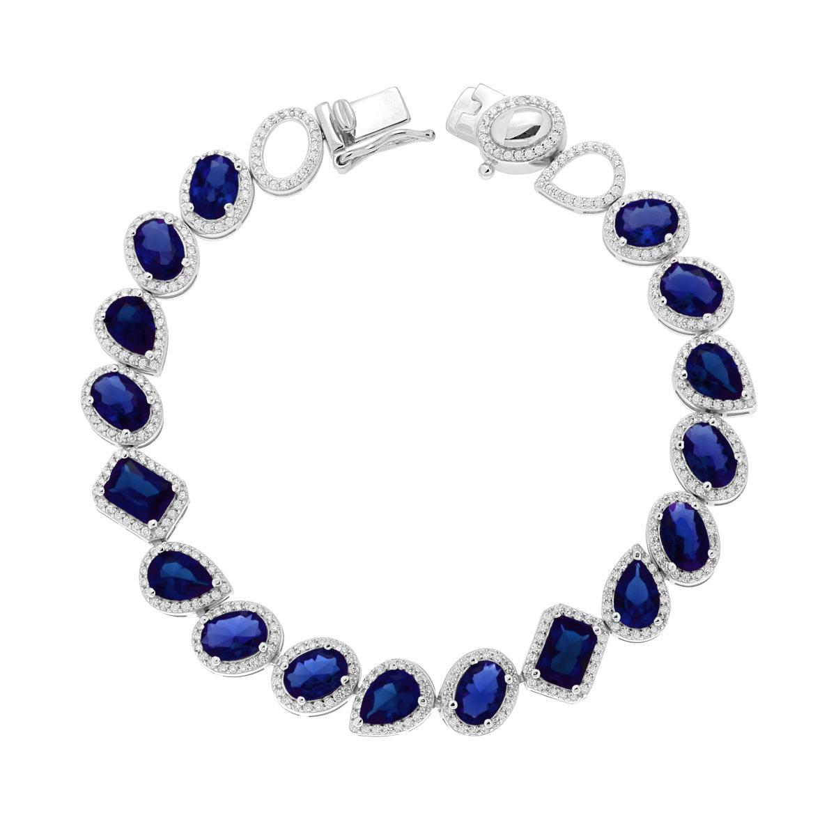 Bracciale mix con zirconi blu zaffiro - argento 925