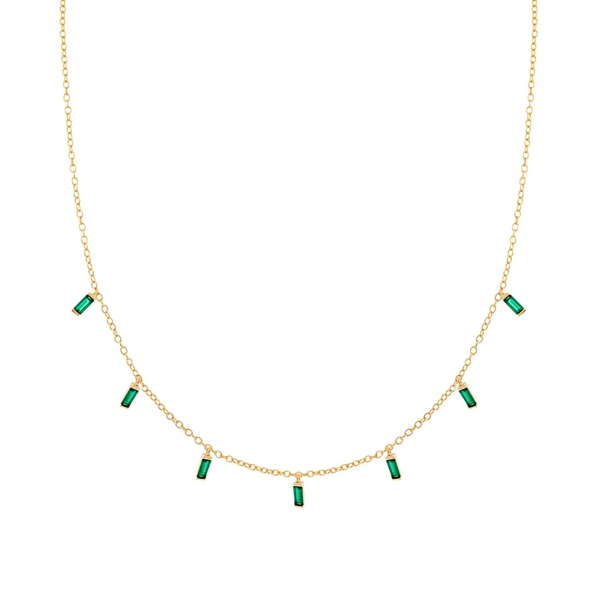 Collana con zirconi baguette verde smeraldo - argento 925 gold