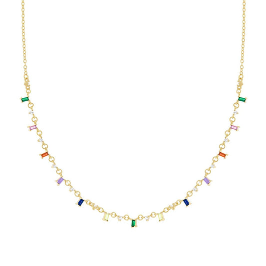 Collana con zirconi baguette multi -argento 925 gold