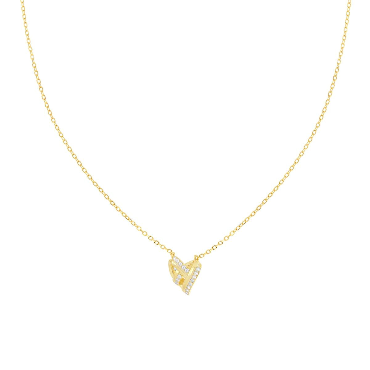 Collana cuore intreccio con zirconi bianchi - argento 925 gold