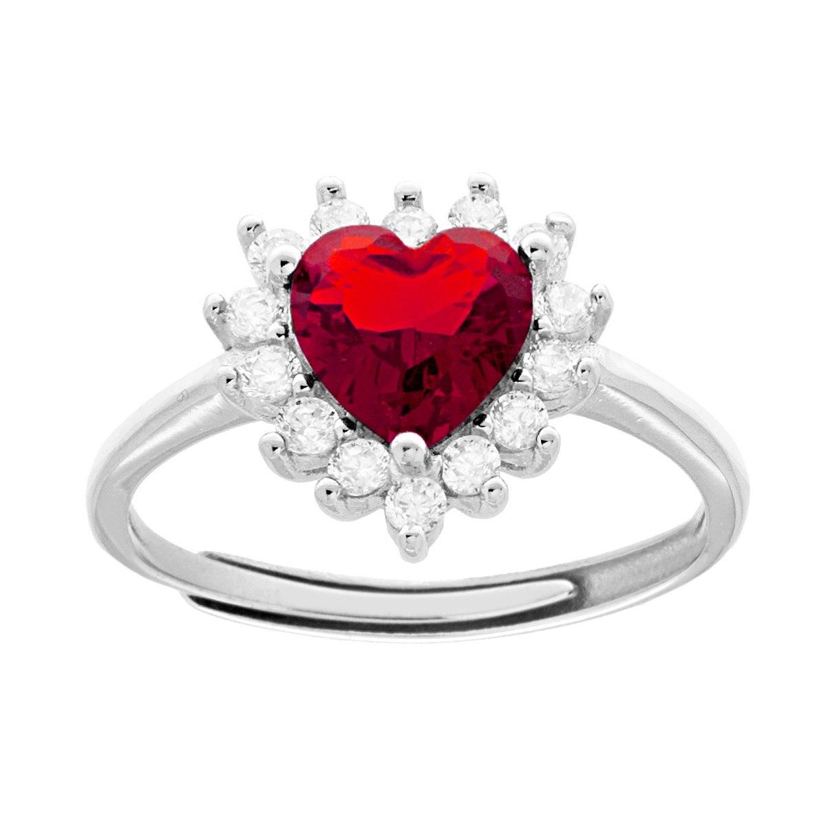 Anello cuore rosso- argento 925