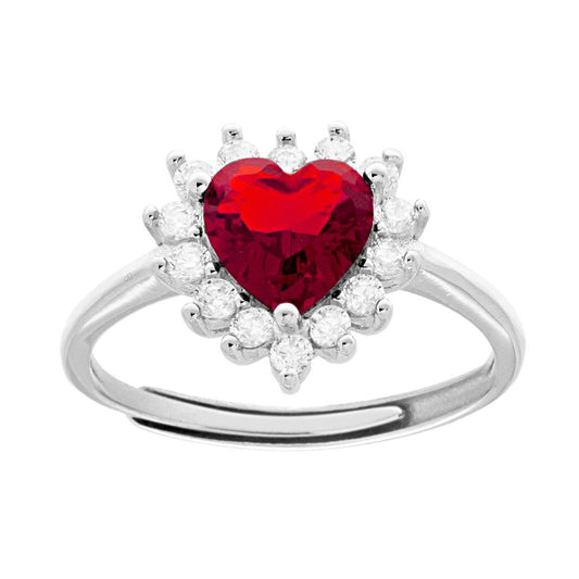 Anello cuore rosso- argento 925