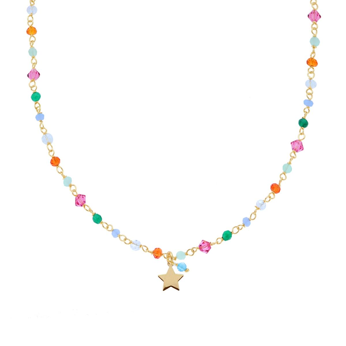 Collana con perline e stellina pendente - argento 925 gold