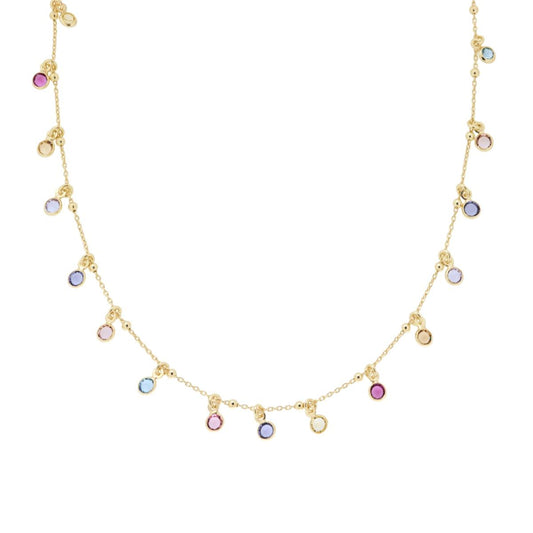 Collana con zirconi multicolore pendenti - argento 925 gold