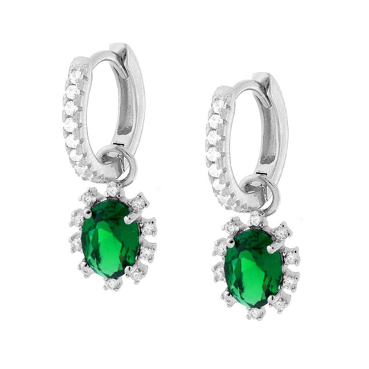 Orecchini kate pendenti verde smeraldo   - argento 925