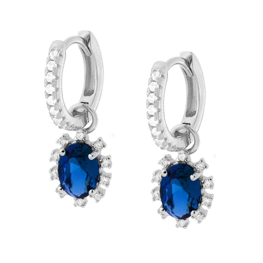 Orecchini kate pendenti blu zaffiro  - argento 925