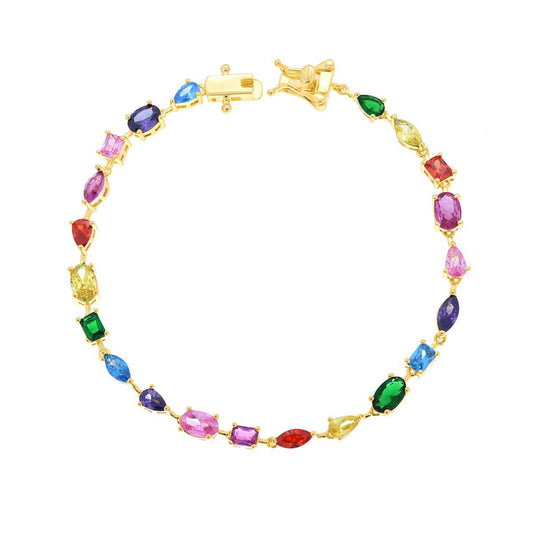 Bracciale tennis multicolor - argento 925 gold