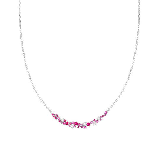 Collana con zirconi rosa e bianchi - argento 925