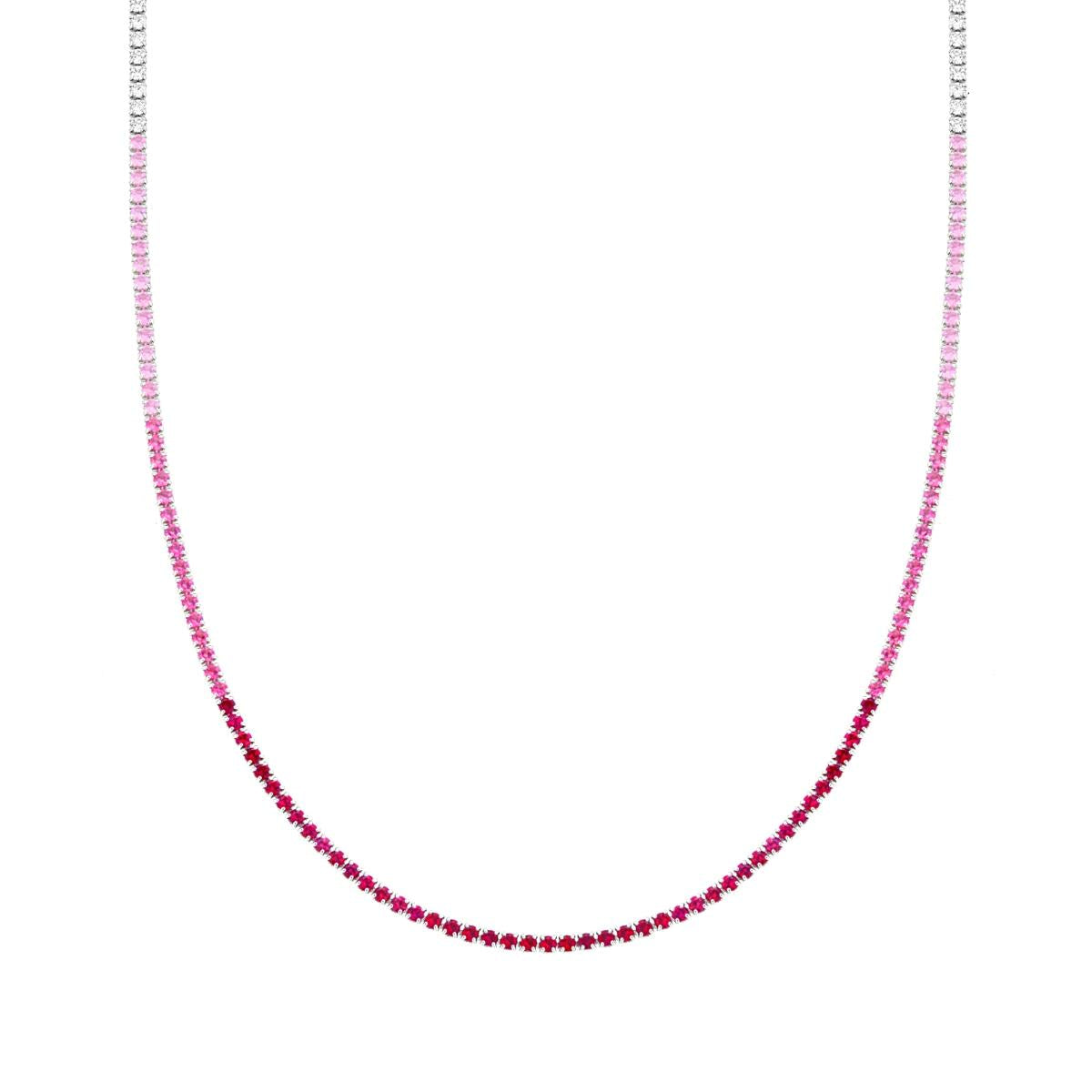 Collana tennis sfumato rosa   - argento 925