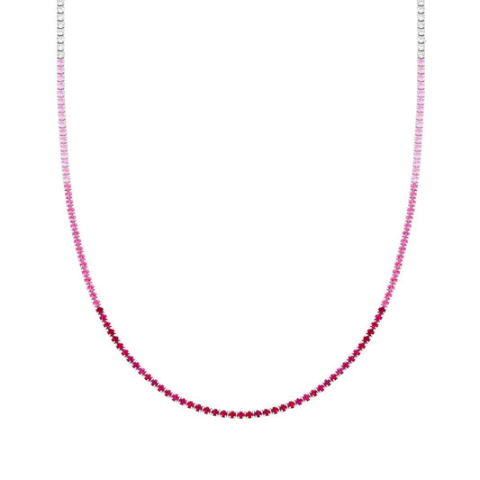 Collana tennis sfumato rosa   - argento 925