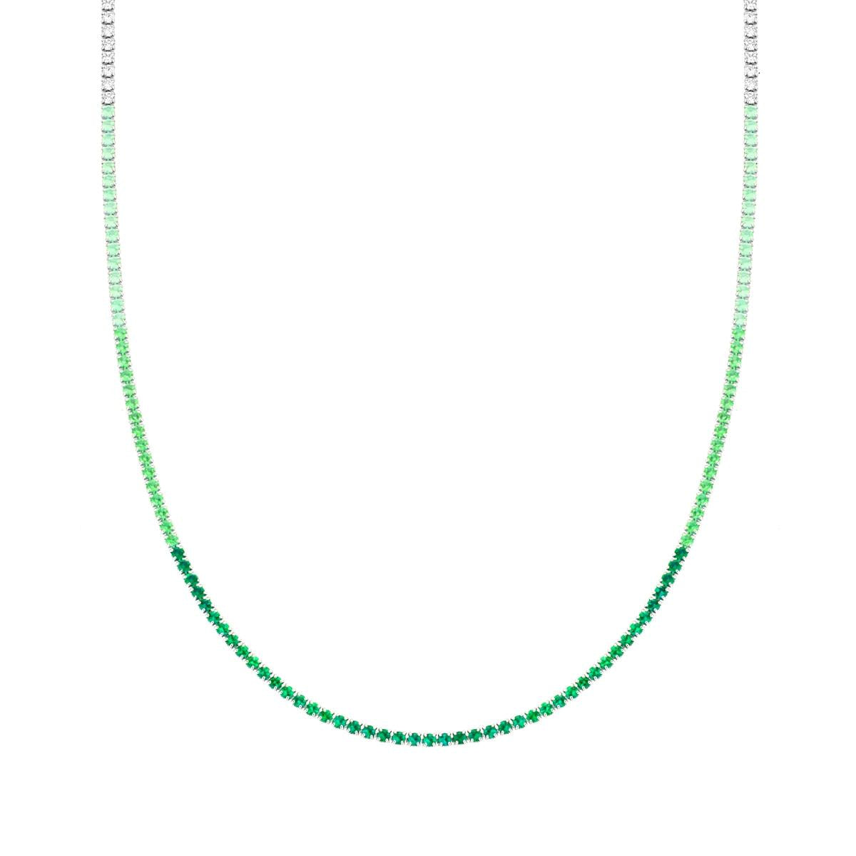 Collana tennis sfumato verde smeraldo   - argento 925