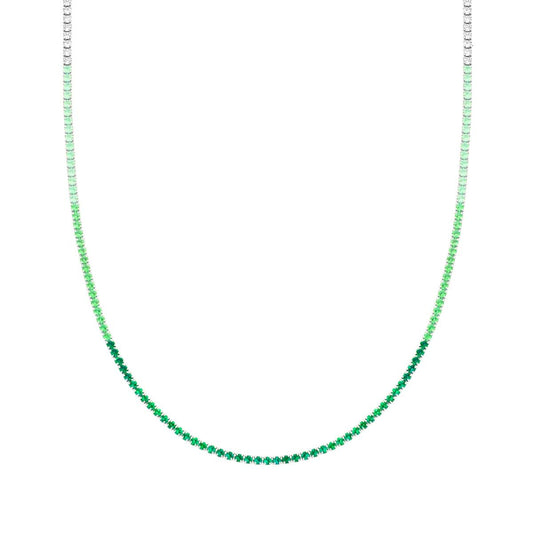 Collana tennis sfumato verde smeraldo   - argento 925