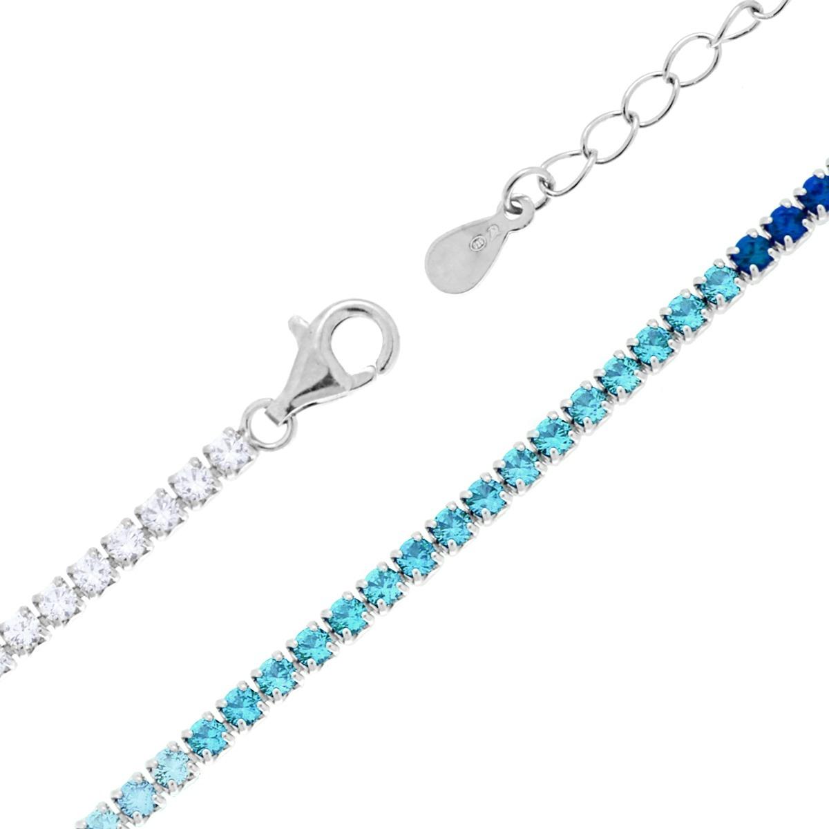 Collana tennis sfumato blu zaffiro - argento 925