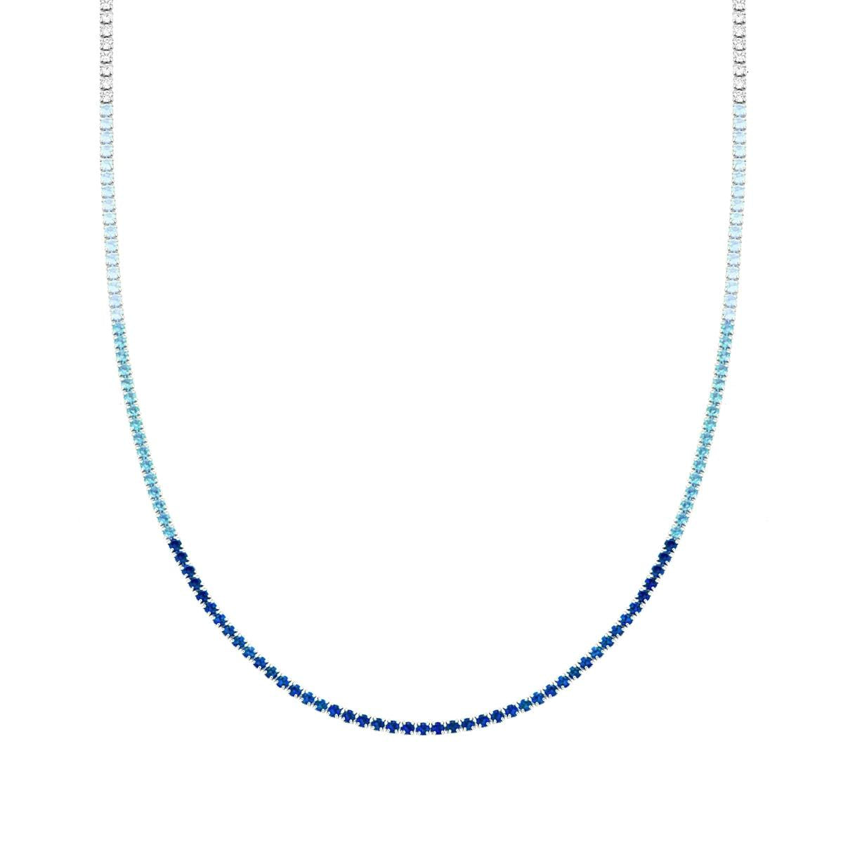 Collana tennis sfumato blu zaffiro - argento 925