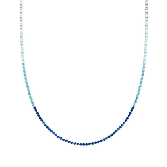 Collana tennis sfumato blu zaffiro - argento 925