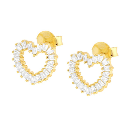 orecchini cuore con zirconi bianchi - argento 925 gold