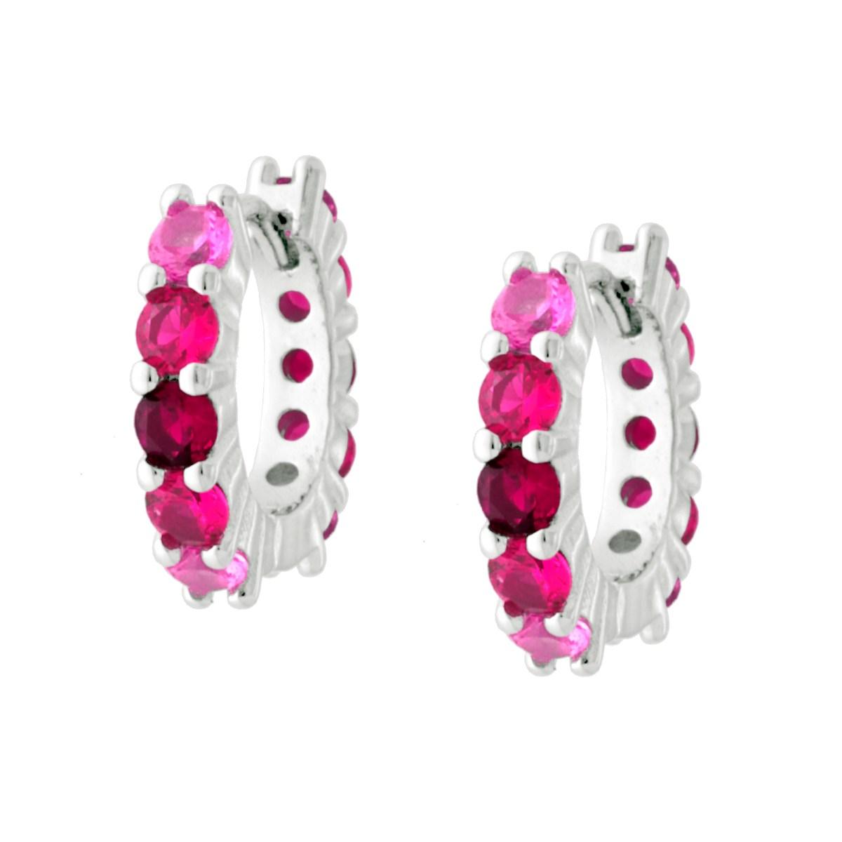 Orecchini con zirconi degradè fucsia- argento 925