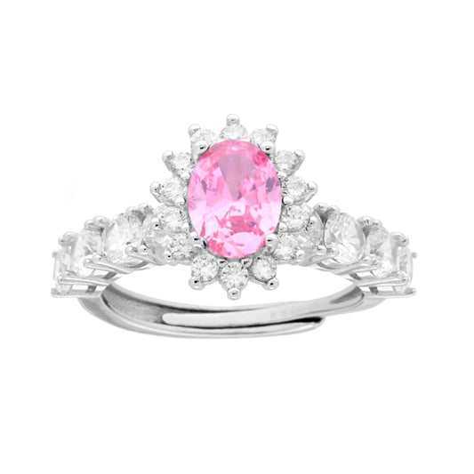 Anello veretta Kate con zircone rosa  - argento 925