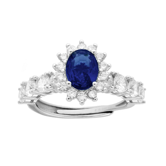 Anello veretta kate con zircone blu - argento 925