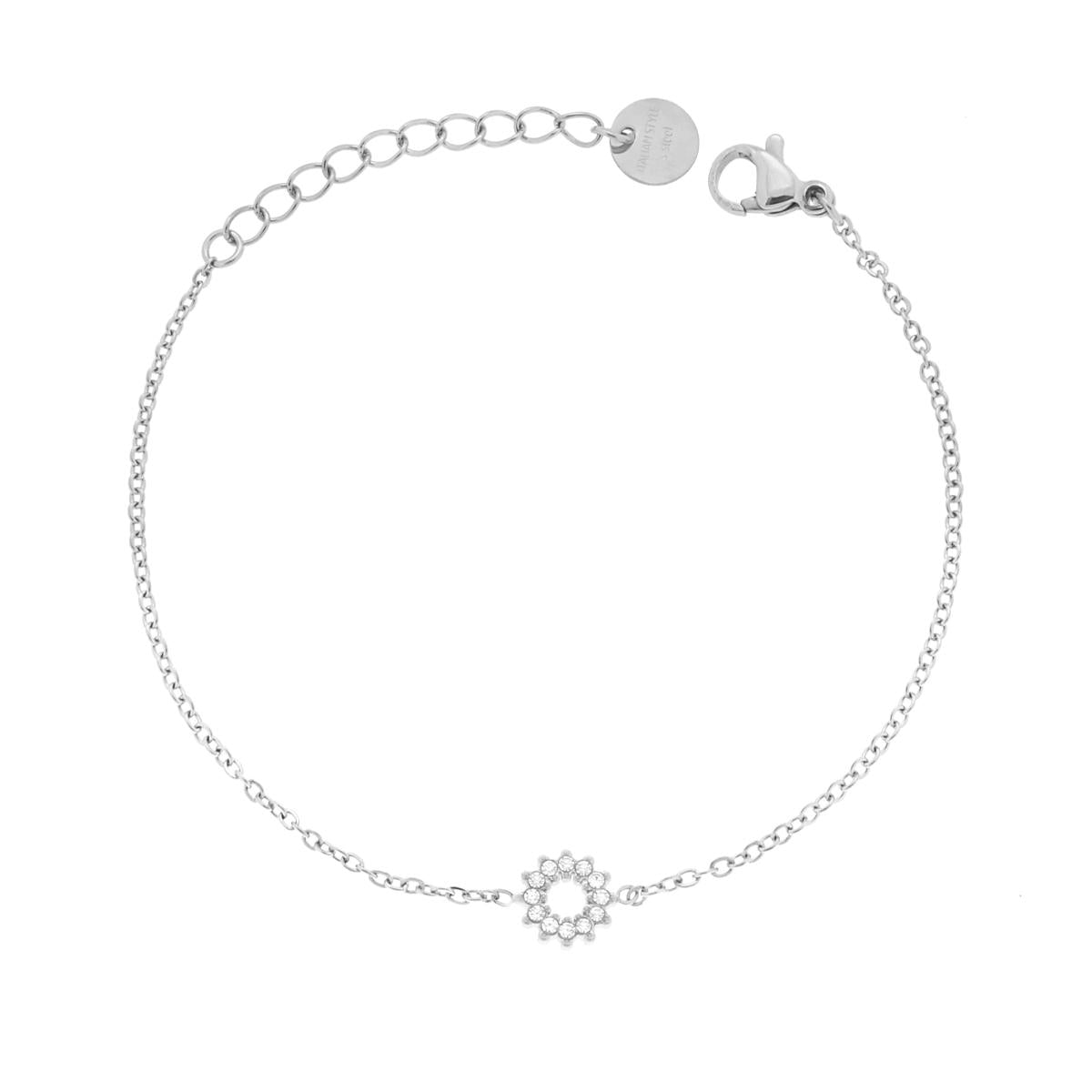 Bracciale Catena Forzatina Diamantata con Fiore