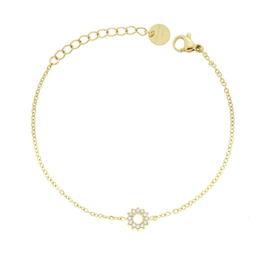 Bracciale Catena Forzatina Diamantata con Fiore gold