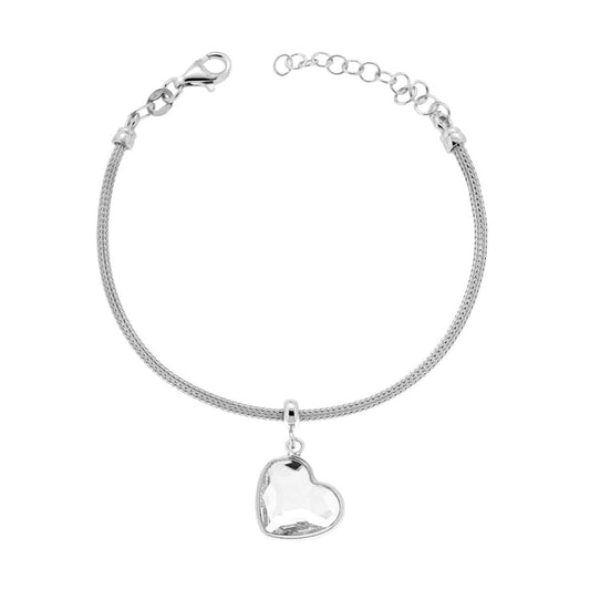 Bracciale cuore con zircone bianco - argento 925