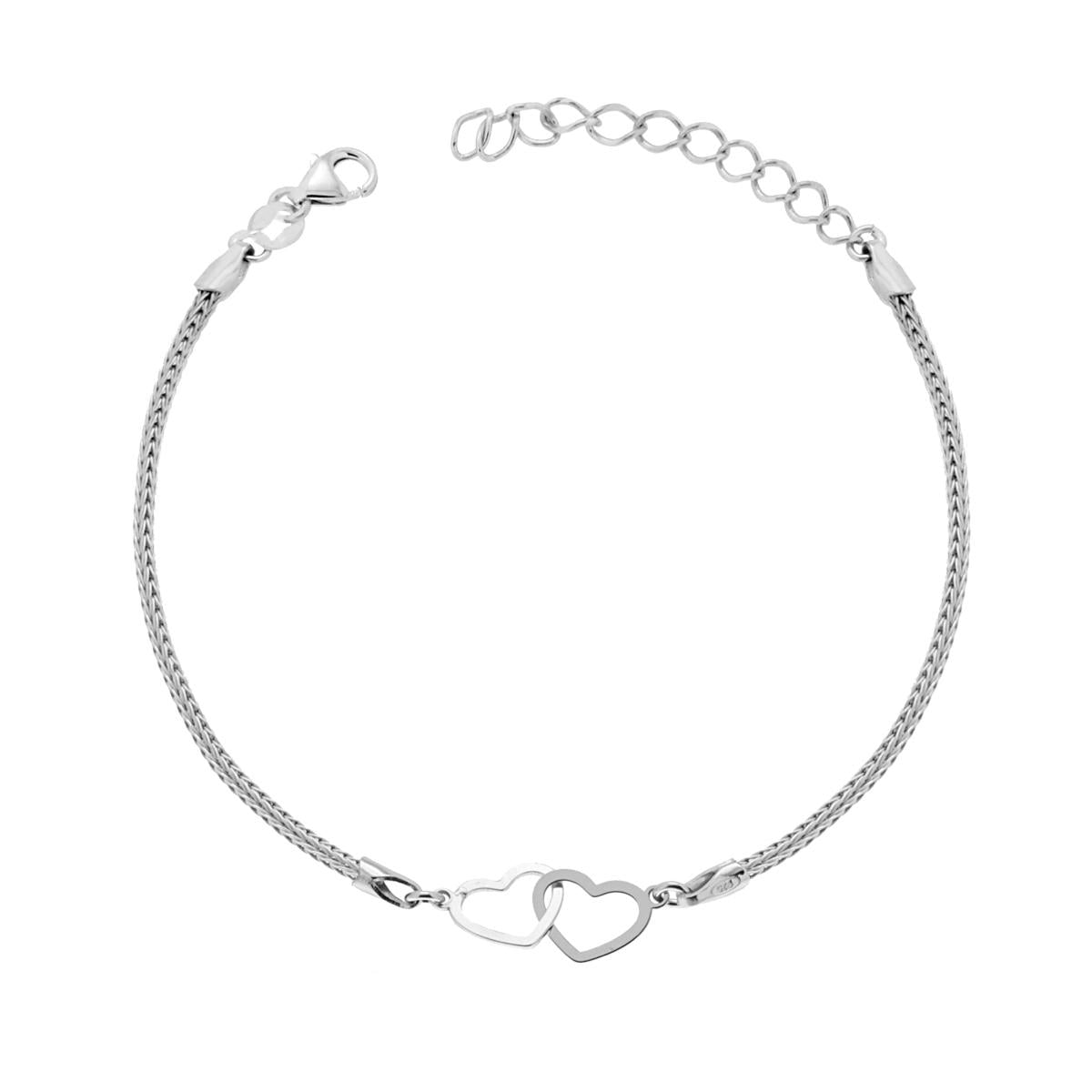 Bracciale doppio cuore intrecciato - argento 925