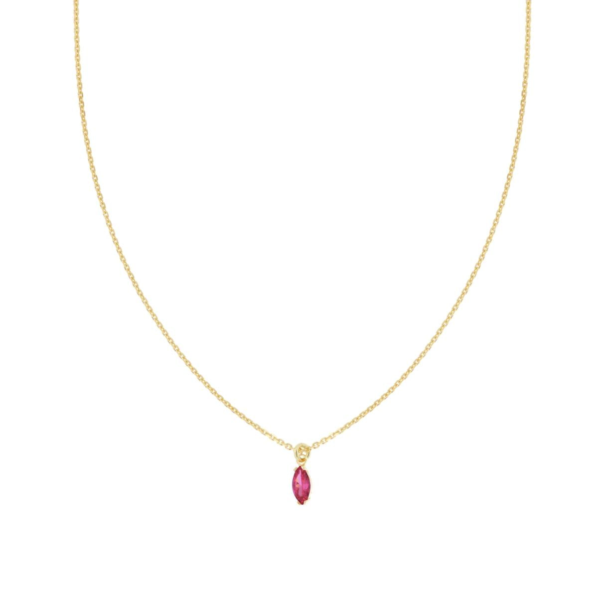 Collana con punto luce rosso rubino - argento 925 gold