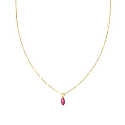 Collana con punto luce rosso rubino - argento 925 gold