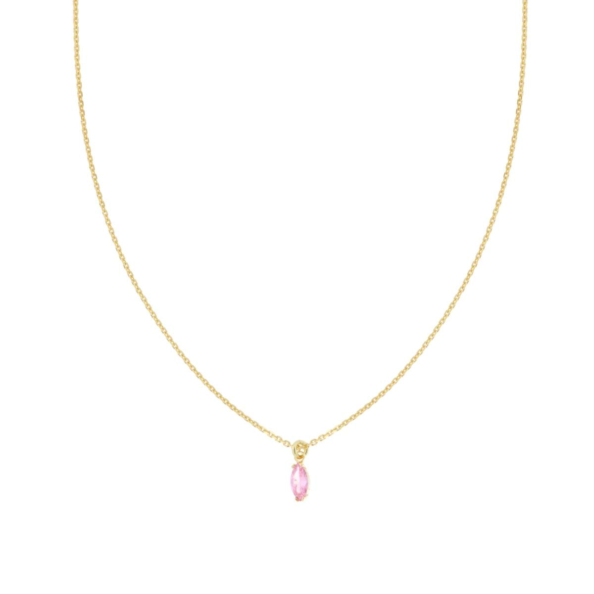 Collana con punto luce rosa - argento 925 gold