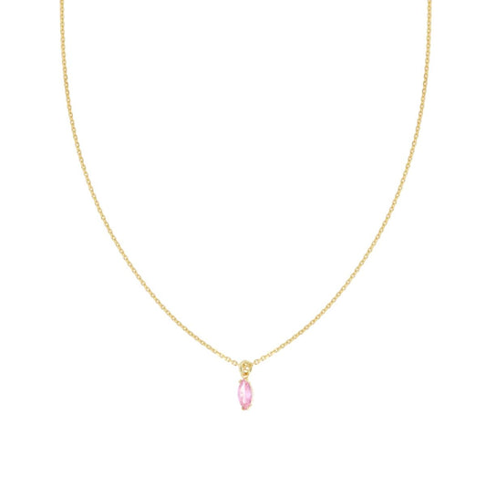 Collana con punto luce rosa - argento 925 gold