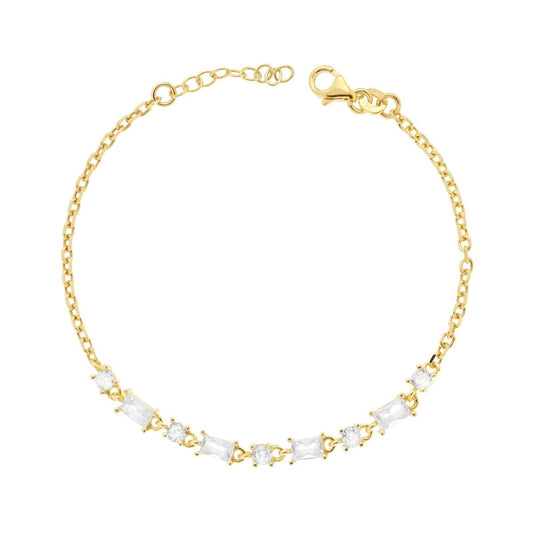 Bracciale con zirconi bianchi - argento 925 gold