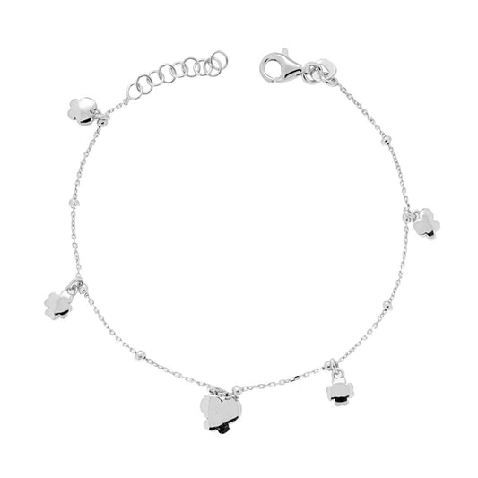 Bracciale con farfalla e quadrifogli - argento 925