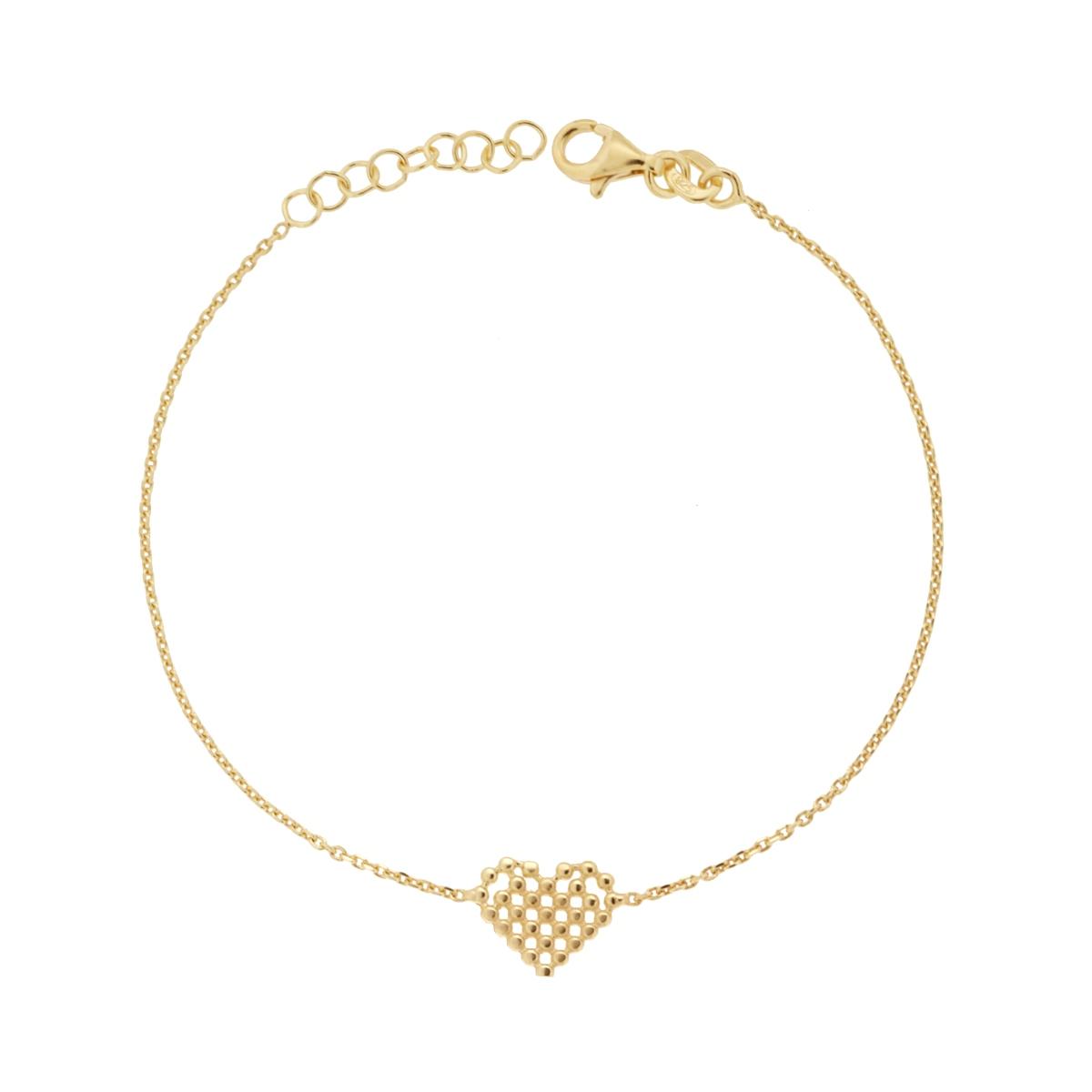 Bracciale con cuore e perline dure - argento 925 gold