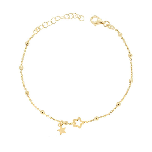 Bracciale Catena Forzatina con Palline lisce con Stelle-argento 925 gold