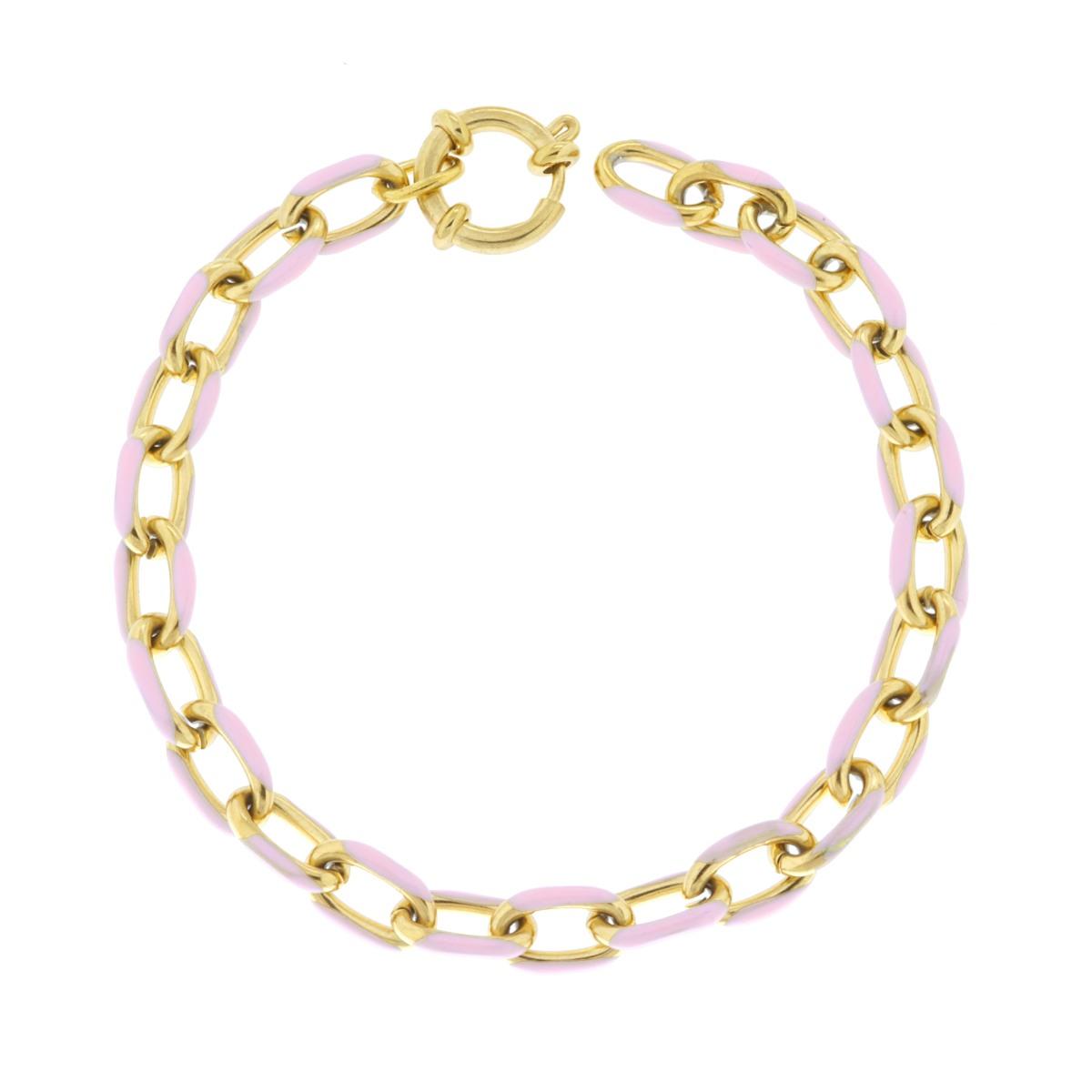 Bracciale Catena Forzatina con Smalto Rosa