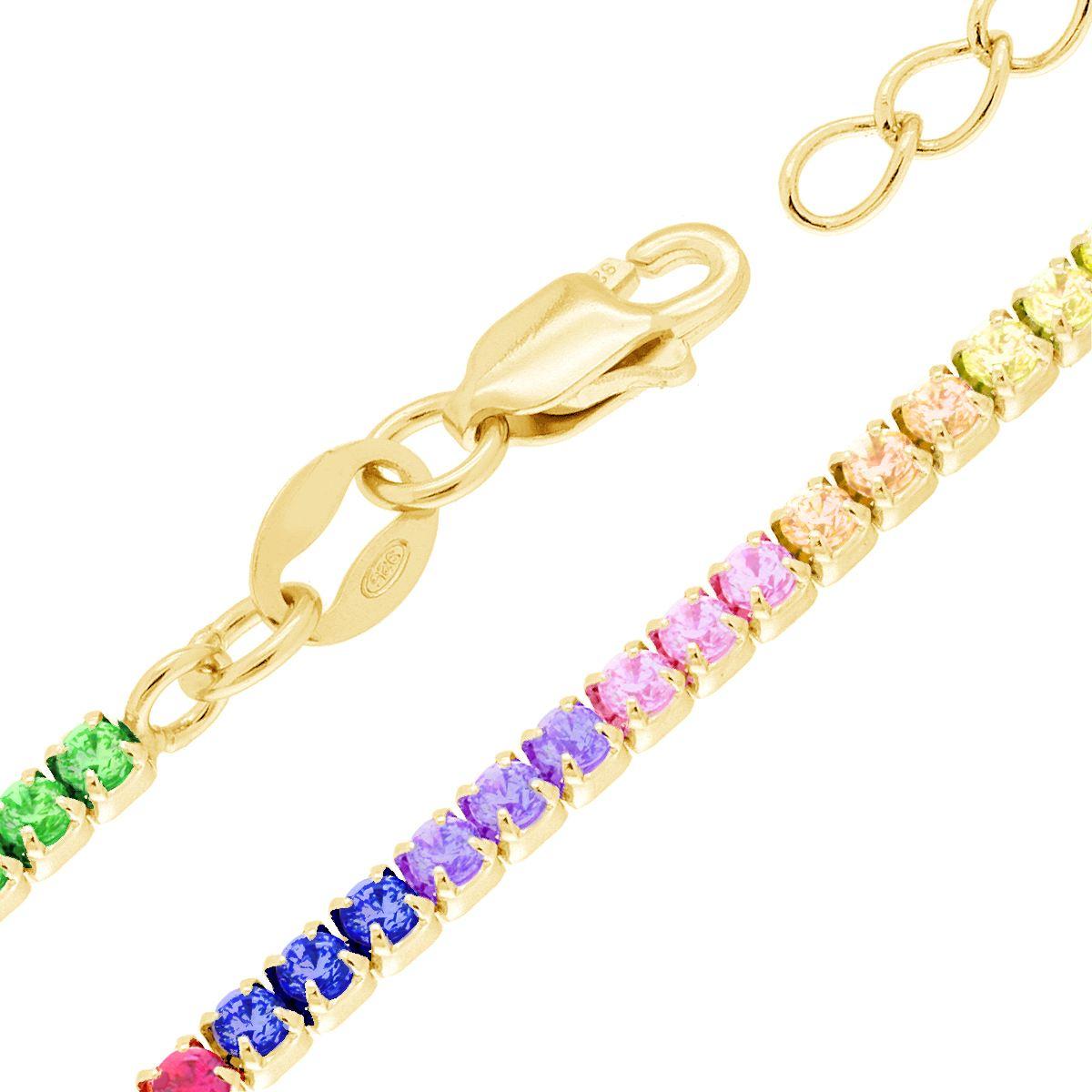 Collana tennis multicolore - argento 925 gold