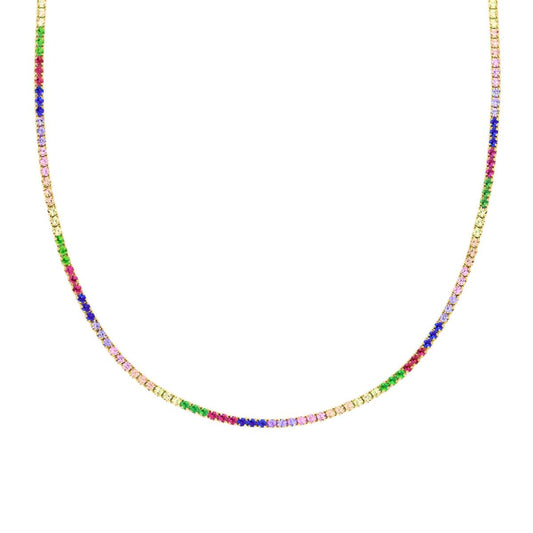 Collana tennis multicolore - argento 925 gold