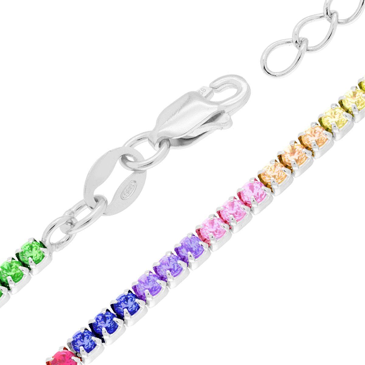 Collana tennis multicolore - argento 925