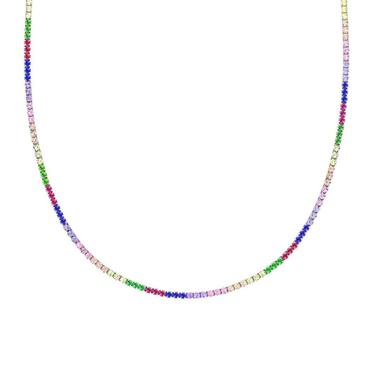 Collana tennis multicolore - argento 925