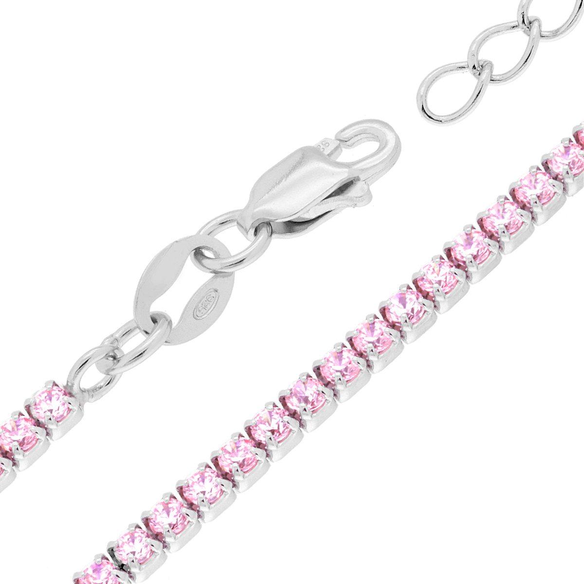 Collana tennis rosa - argento 925