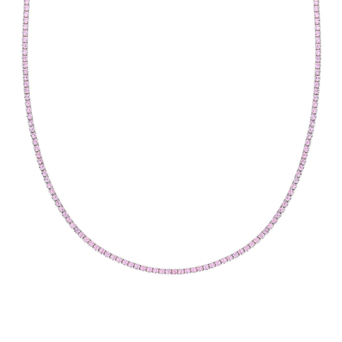 Collana tennis rosa - argento 925