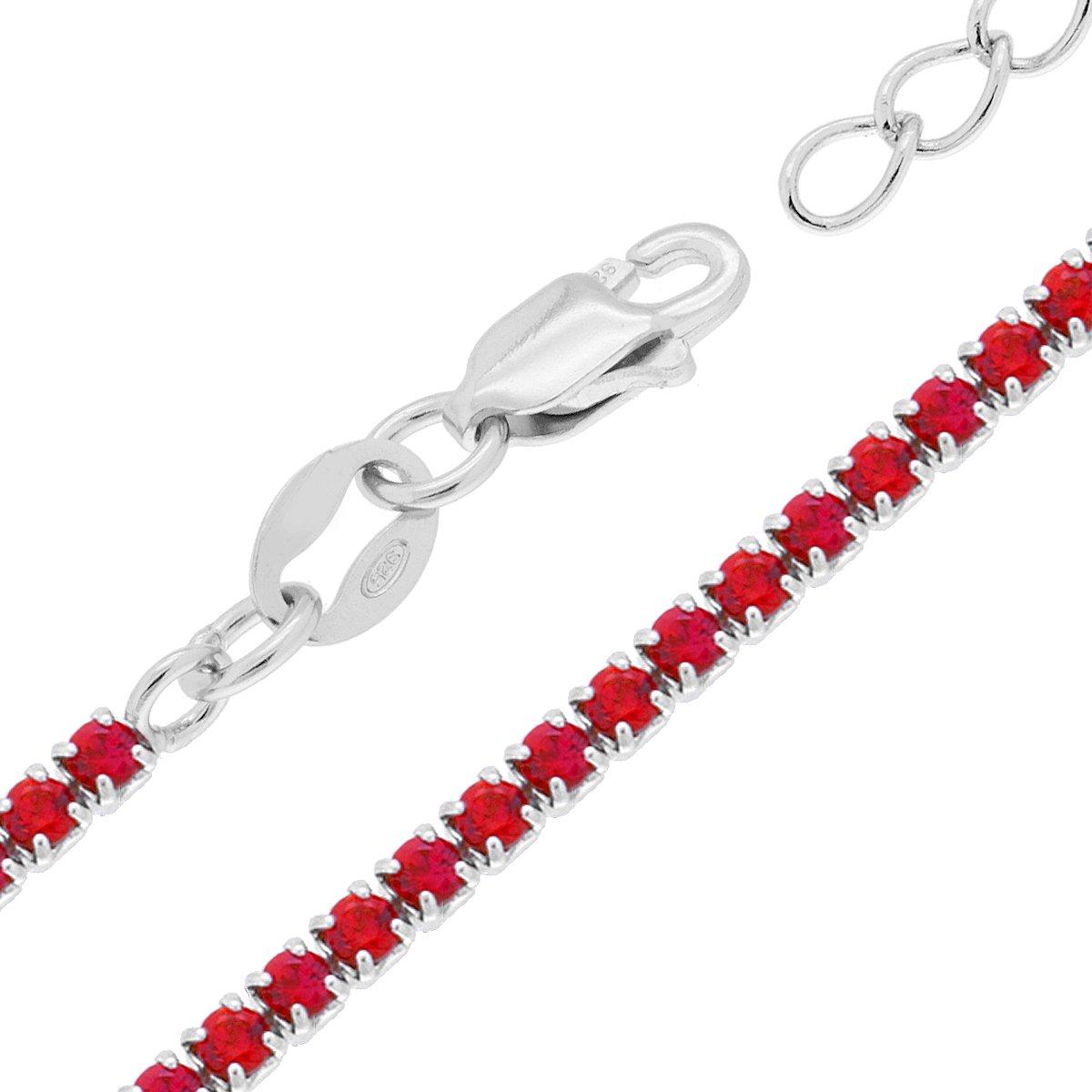 Collana tennis rosso rubino  - argento 925