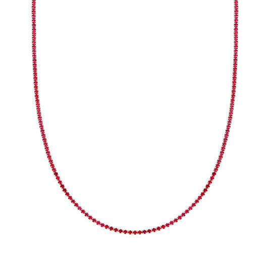 Collana tennis rosso rubino  - argento 925